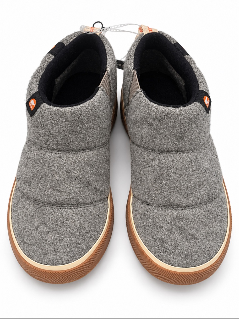 Sorel Grey Quilted Slip-On Kids Slippers with Gum Sole